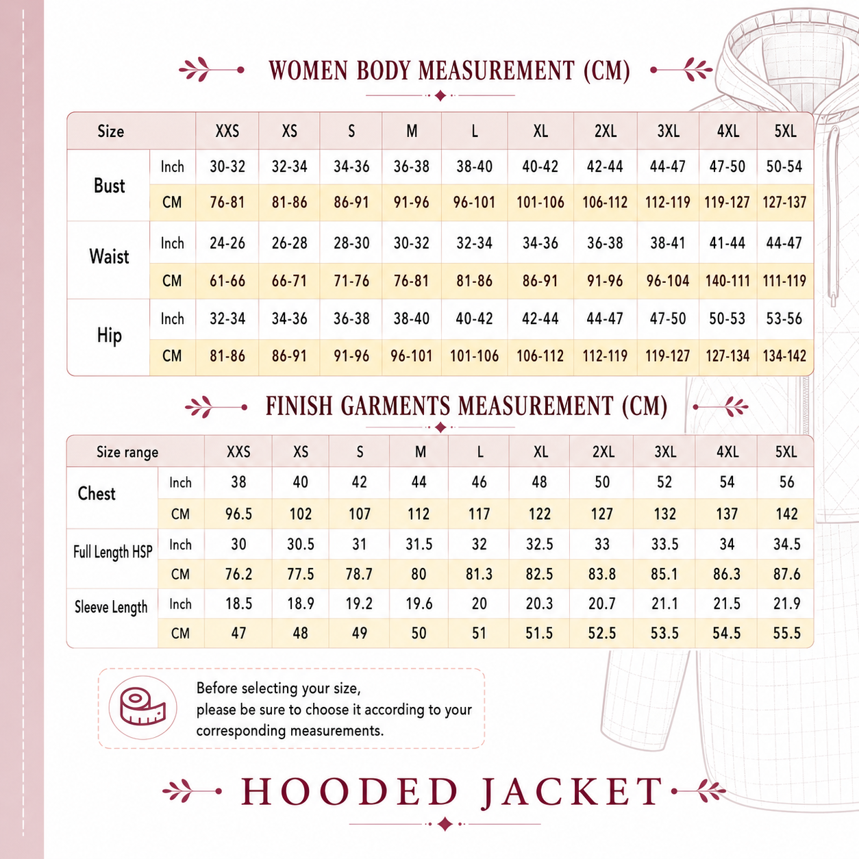 Hooded Quilted Jacket Sewing Pattern Beginner friendly Sizes XXS-4XL.