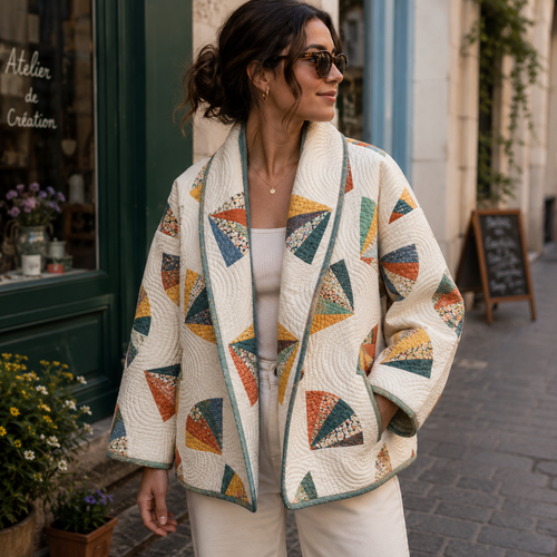 Blossom Quilt coat Sewing Pattern beginner friendly, Sizes XXS-4XL jacket pattern.
