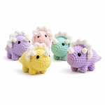 No Sew Triceratops Crochet Pattern Beginner Friendly Dinosaur Amigurumi Palm Plushie Dino