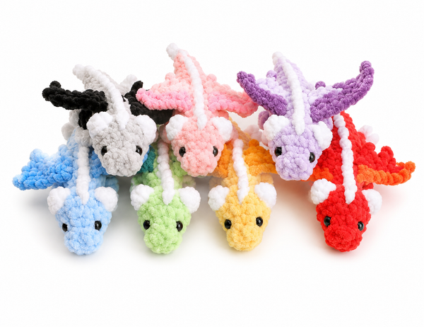 Mini Baby Dragon Crochet Pattern Kawaii Pocket Dragon Plush with Wings No Sew Amigurumi Dragon Softie.