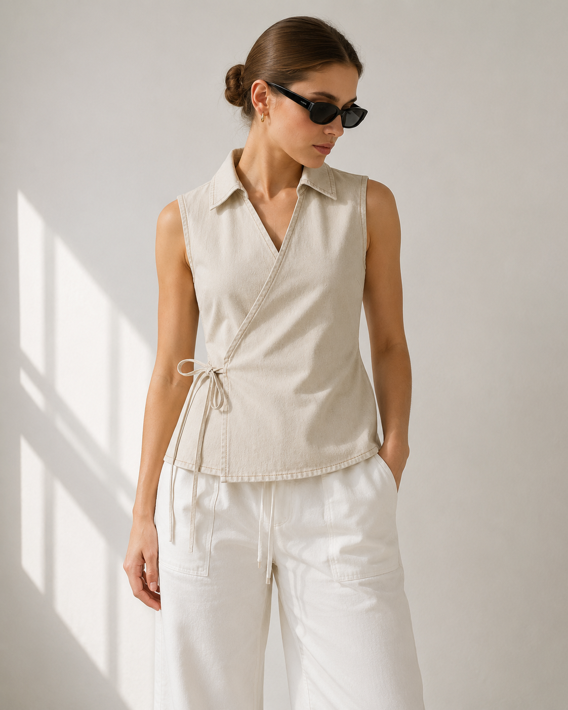 Side Tie Tank blouse Sewing Pattern Beginner Friendly, Sizes XXS 5XL