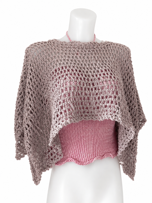 Crochet Mesh Crop Top Poncho Pattern Boho Open Weave Summer Shrug Easy Oversized Beach Cover Up Crochet Pattern