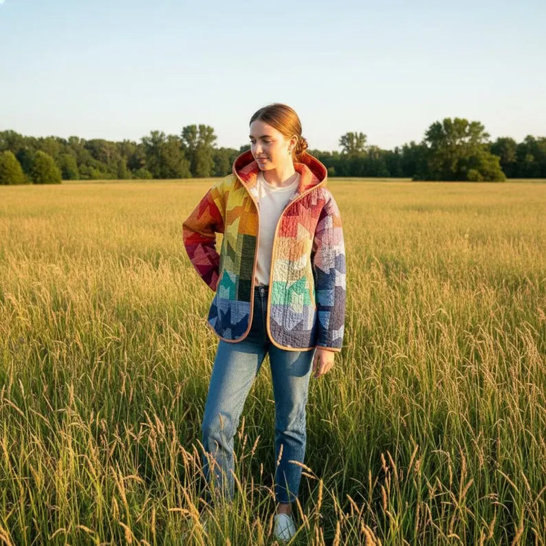 Hooded Quilted Jacket Sewing Pattern | Beginner Friendly, Sizes XXS-4XL (Instant Download)