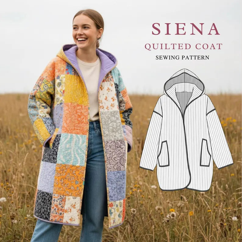 Siena Quilt Coat Sewing Pattern | Beginner-Friendly, XXS-4XL (Instant Download)