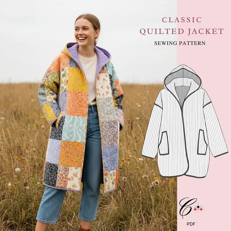 Siena Quilt Coat Sewing Pattern | Beginner-Friendly, XXS-4XL (Instant Download)
