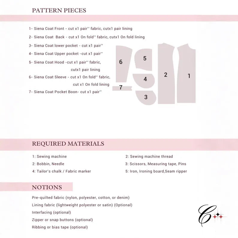 Siena Quilt Coat Sewing Pattern Beginner-Friendly, XXS-4XL