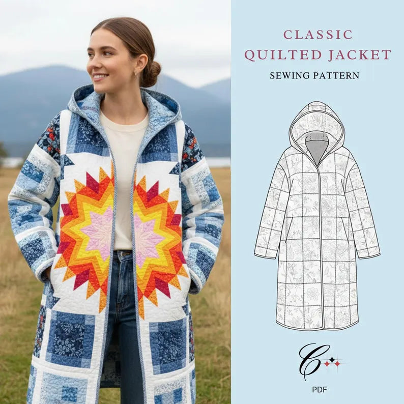 Siena Quilt Coat Sewing Pattern | Beginner-Friendly, XXS-4XL (Instant Download)