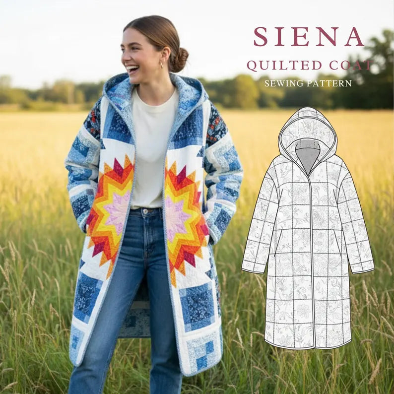 Siena Quilt Coat Sewing Pattern | Beginner-Friendly, XXS-4XL (Instant Download)