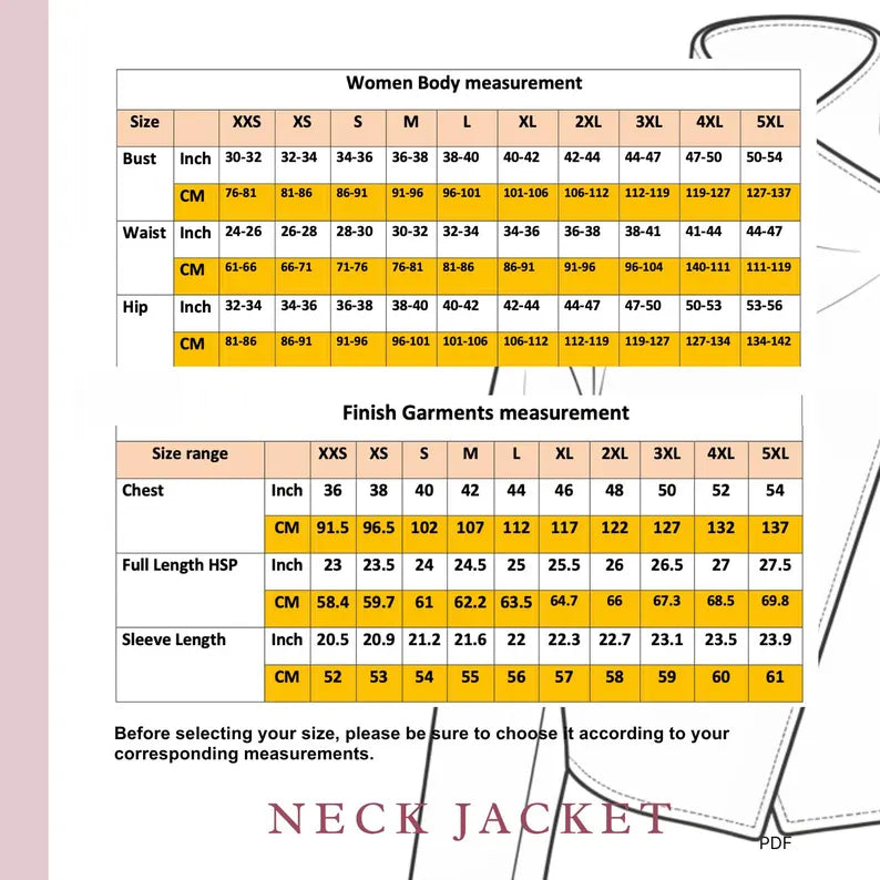 Funnel Neck jacket Sewing Pattern Beginner Friendly, Sizes XXS-4XL High collar jacket