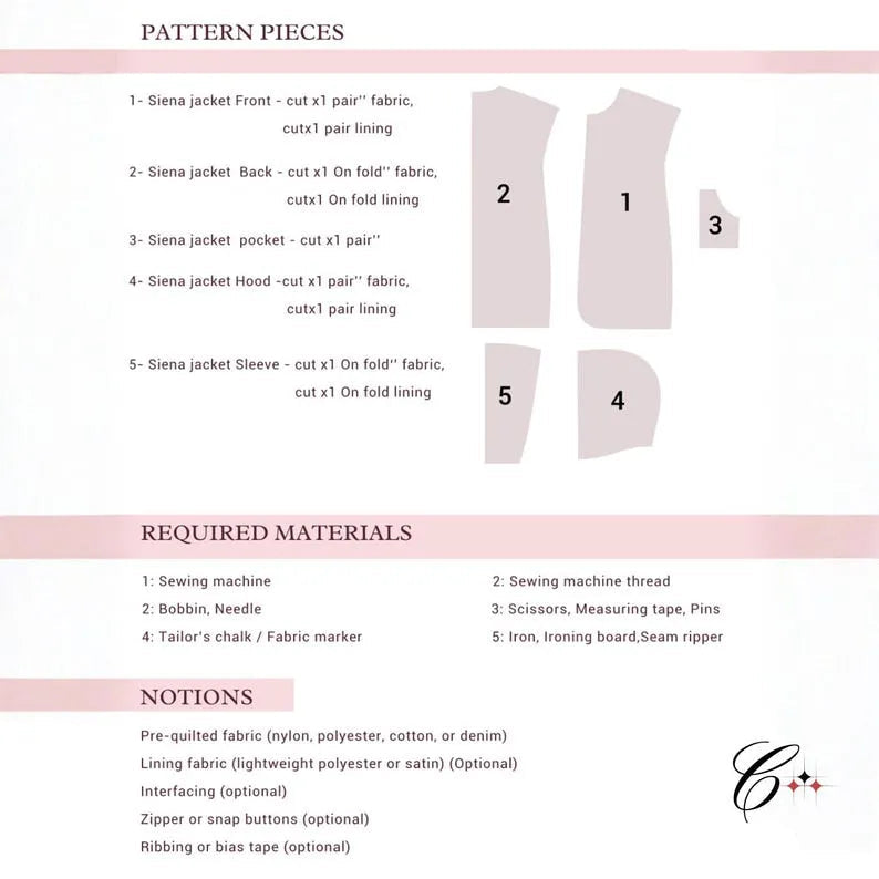 Quilted Coat Sewing Pattern Siena Jacket , Beginner Friendly