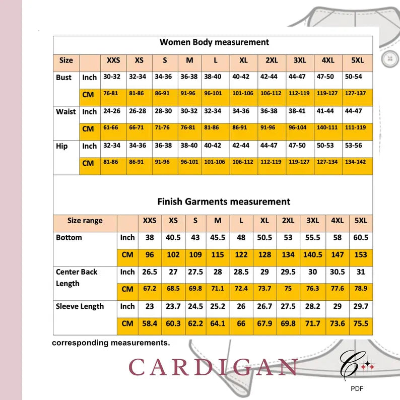 Jacket Sewing Pattern | Beginner Friendly, Sizes XXS-4XL | Cardigan pattern (Instant Download)