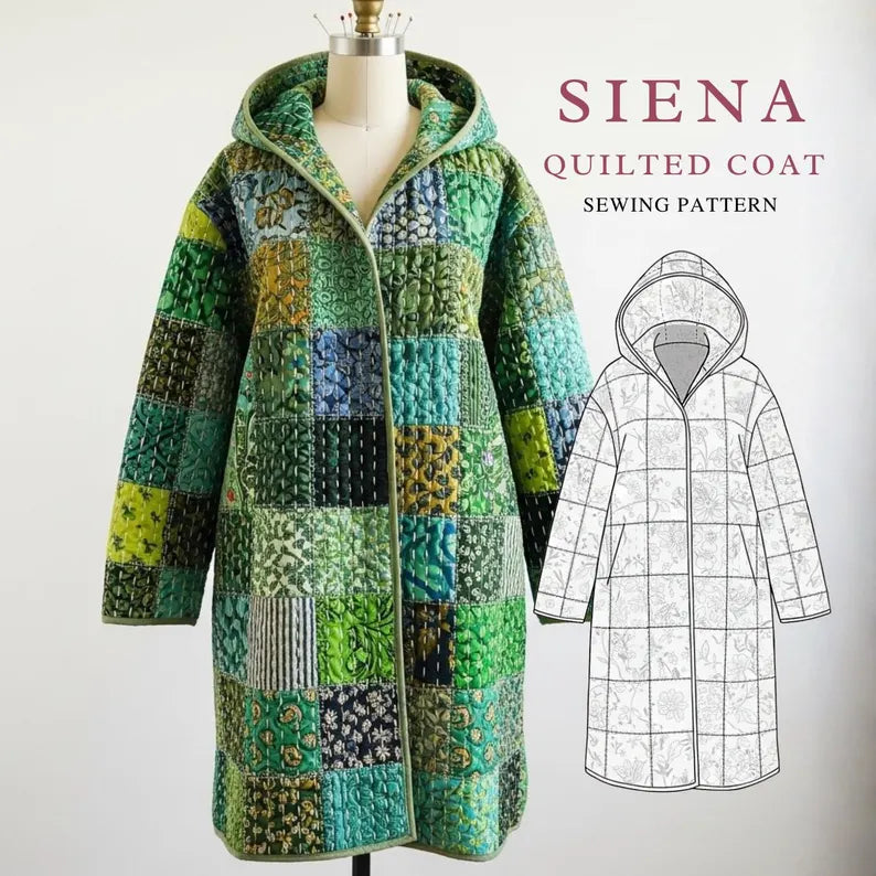 Siena Quilt Coat Sewing Pattern | Beginner-Friendly, XXS-4XL (Instant Download)
