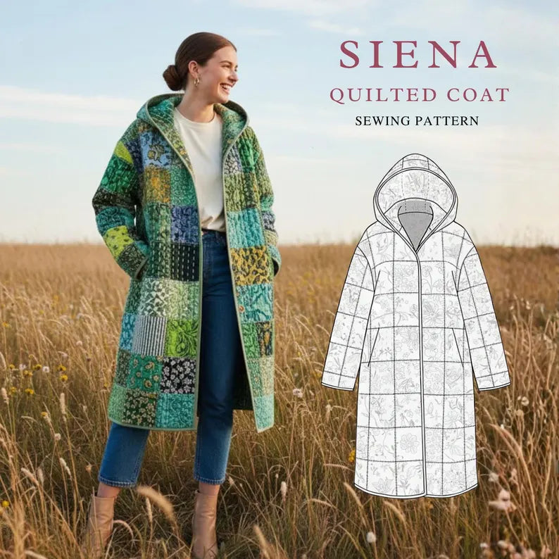 Siena Quilt Coat Sewing Pattern | Beginner-Friendly, XXS-4XL (Instant Download)