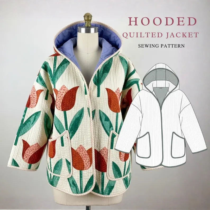 Beginner Hooded Quilted Jacket Sewing Pattern | Sizes XXS-4XL