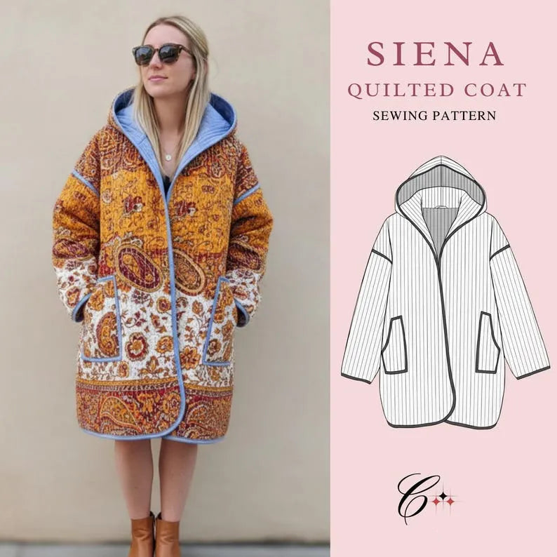 Quilted Coat Sewing Pattern Siena Jacket , Beginner Friendly