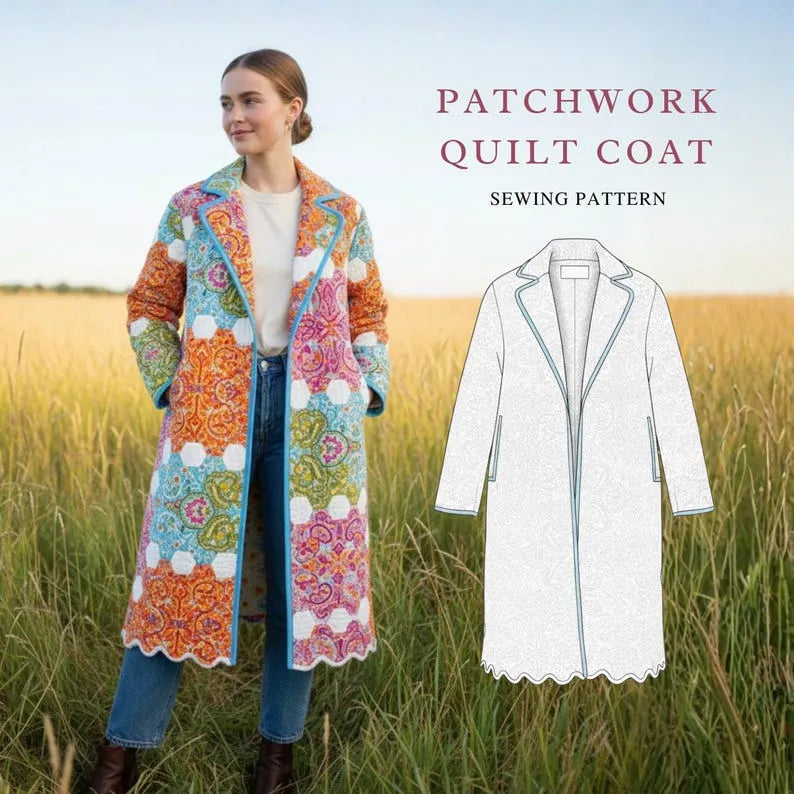 Sunset Patchwork Coat Sewing Pattern | Beginner-Friendly, XXS-4XL (Instant Download)