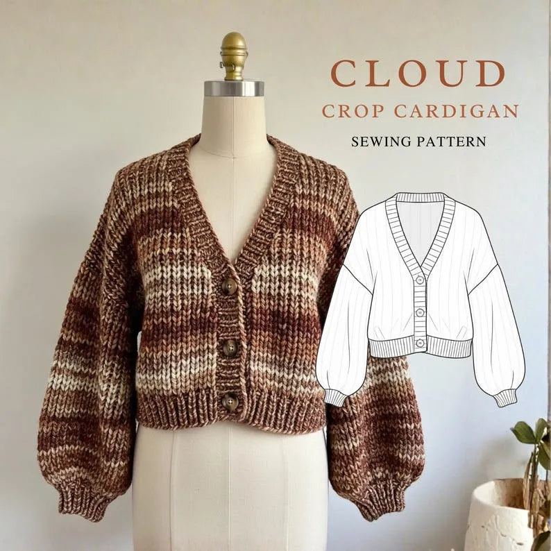 Cloud Crop cardigan Sewing Pattern | Beginner Friendly | Jacket sewing | Sizes XXS-5XL (Instant Download)
