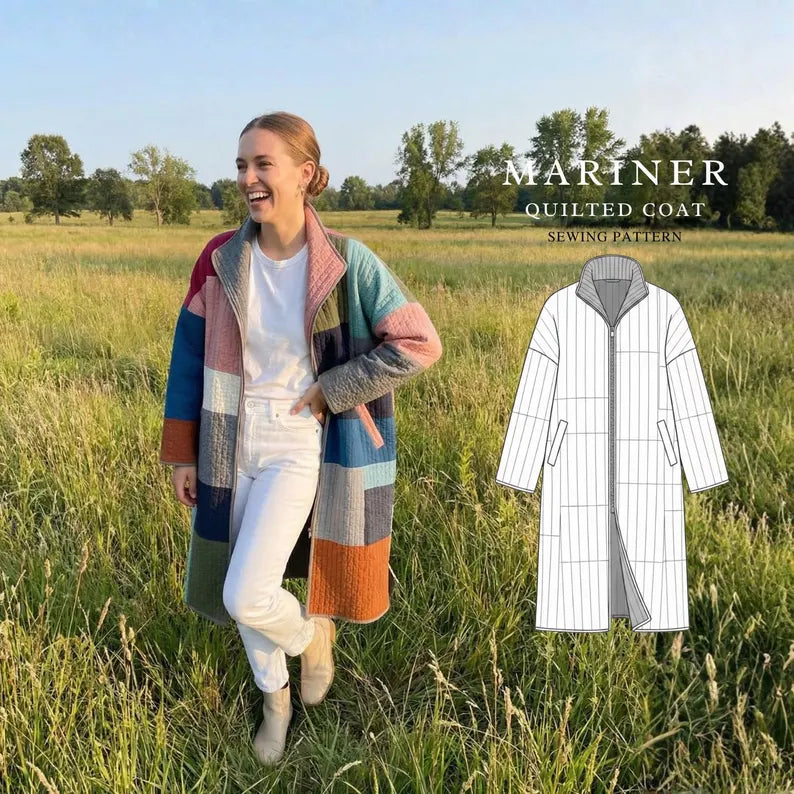 Mariner Quilt Coat Sewing Pattern Beginner-Friendly, XXS-4XL