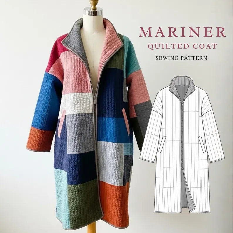 Mariner Quilt Coat Sewing Pattern Beginner-Friendly, XXS-4XL