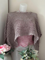Crochet Mesh Crop Top Poncho Pattern Boho Open Weave Summer Shrug Easy Oversized Beach Cover Up Crochet Pattern