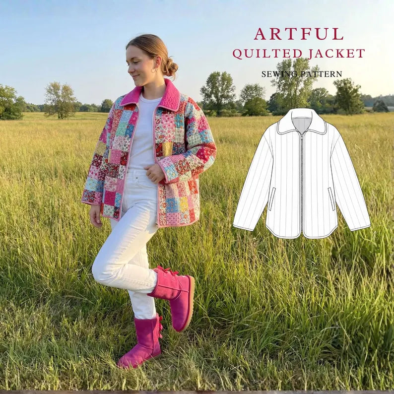 Valentine Quilted Jacket Sewing Pattern | Beginner Friendly, Sizes XXS-5XL (Instant Download)