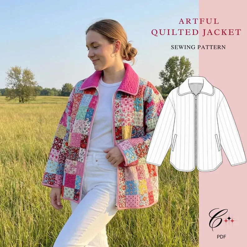 Valentine Quilted Jacket Sewing Pattern | Beginner Friendly, Sizes XXS-5XL (Instant Download)