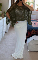 Crochet Mesh Crop Top Poncho Pattern Boho Open Weave Summer Shrug Easy Oversized Beach Cover Up Crochet Pattern