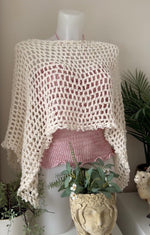 Crochet Mesh Crop Top Poncho Pattern Boho Open Weave Summer Shrug Easy Oversized Beach Cover Up Crochet Pattern