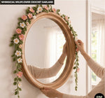 Whimsical Wildflower Crochet Garland Pattern Floral Vine Wall Hanging with Leaves & Flowers | Home Decor Garland Crochet Pattern.