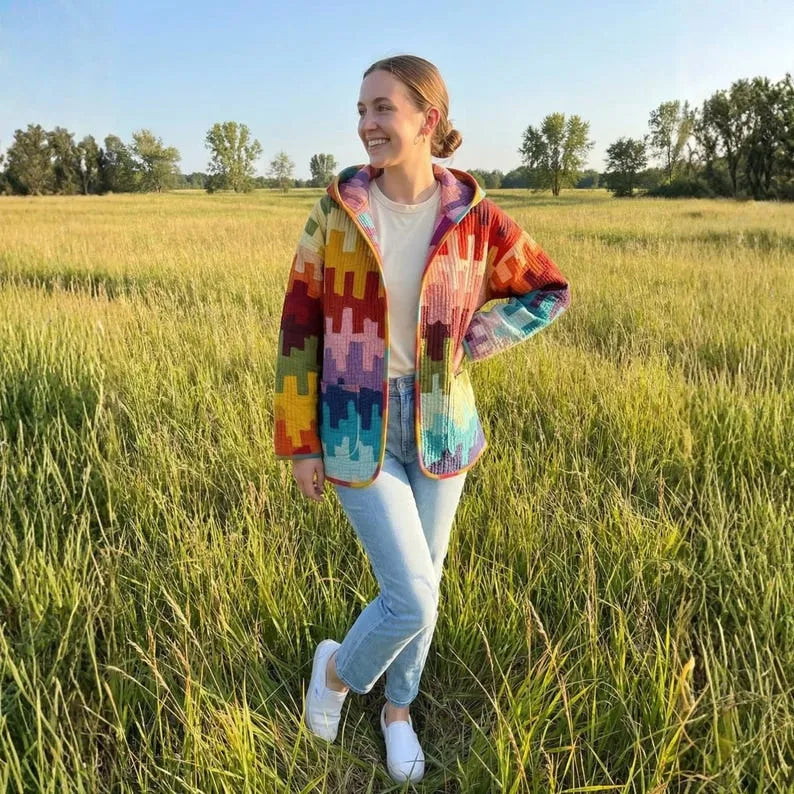 Hooded Quilted Jacket Sewing Pattern | Beginner Friendly, Sizes XXS-4XL (Instant Download)