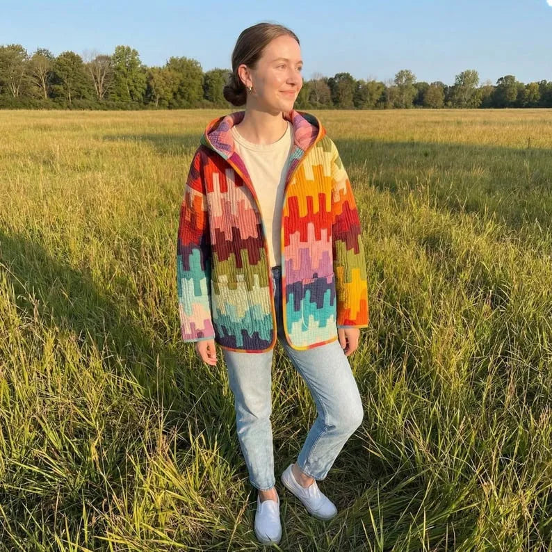 Hooded Quilted Jacket Sewing Pattern | Beginner Friendly, Sizes XXS-4XL (Instant Download)