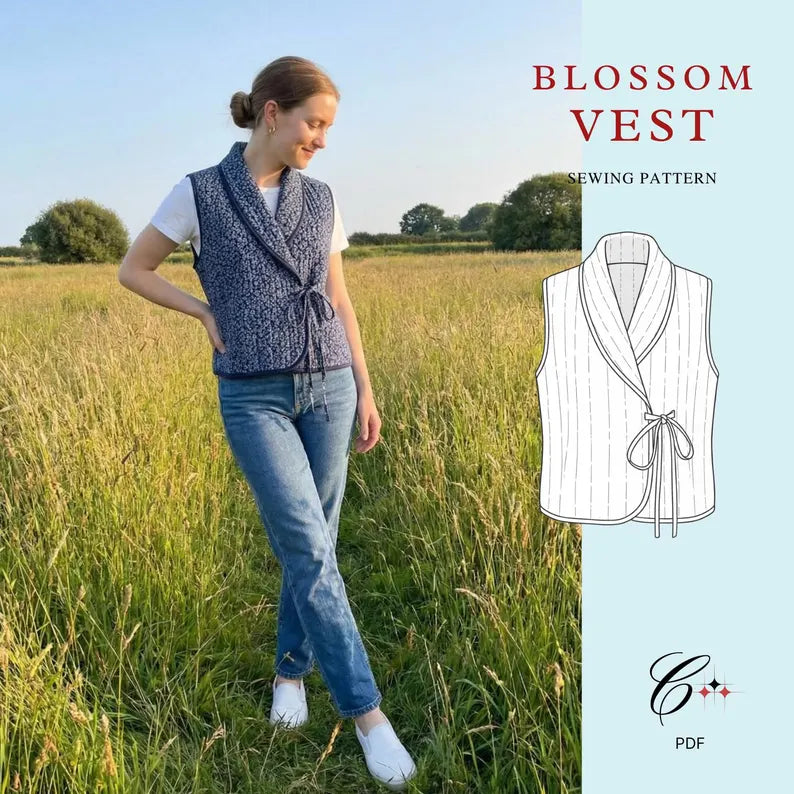 Blossom Quilted Vest Sewing Pattern | Beginner Friendly, Sizes XXS-5XL (Instant Download)