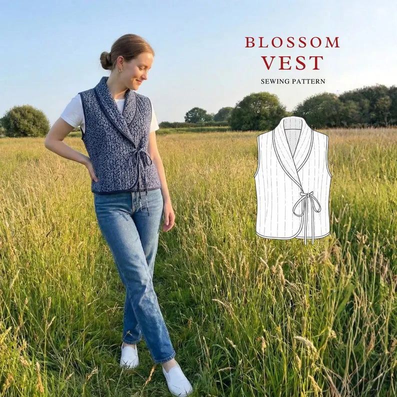 Blossom Quilted Vest Sewing Pattern | Beginner Friendly, Sizes XXS-5XL (Instant Download)