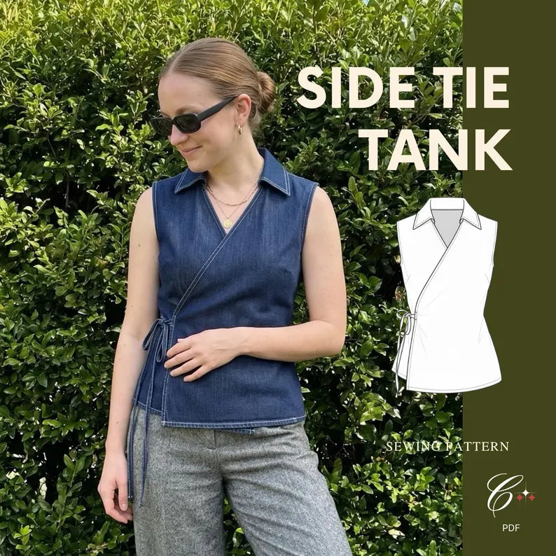 Side Tie Tank blouse Sewing Pattern | Beginner Friendly, Sizes XXS 5XL (Instant Download)