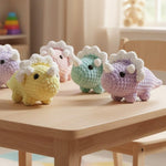 No Sew Triceratops Crochet Pattern Beginner Friendly Dinosaur Amigurumi Palm Plushie Dino
