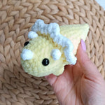 No Sew Triceratops Crochet Pattern Beginner Friendly Dinosaur Amigurumi Palm Plushie Dino