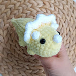 No Sew Triceratops Crochet Pattern Beginner Friendly Dinosaur Amigurumi Palm Plushie Dino
