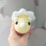 No Sew Triceratops Crochet Pattern Beginner Friendly Dinosaur Amigurumi Palm Plushie Dino