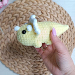 No Sew Triceratops Crochet Pattern Beginner Friendly Dinosaur Amigurumi Palm Plushie Dino