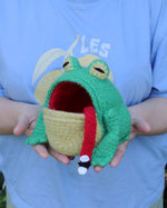 Crochet Frog Yarn Bowl Pattern Kawaii Open-Mouth Frog Bowl with Tongue & Bug Functional Frog Basket Crochet Pattern in Two Sizes